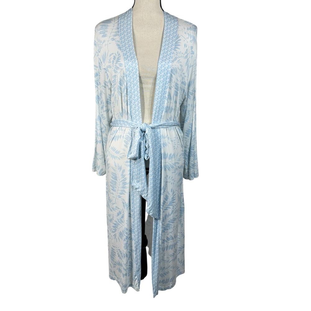 Hale Bob Medium Palm Robe Mid-Length Bamboo Stretch Belted Organic Long Sleeve